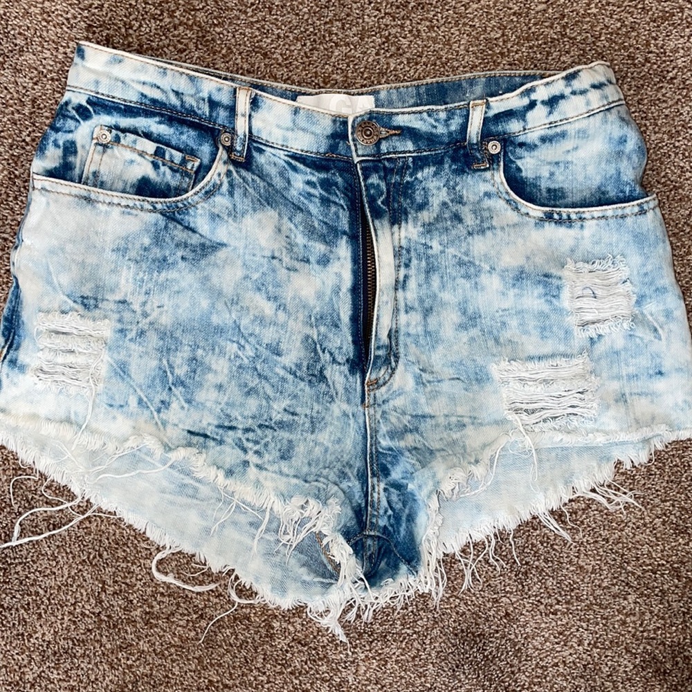 Acid wash garage high waisted shorts (size 9)
